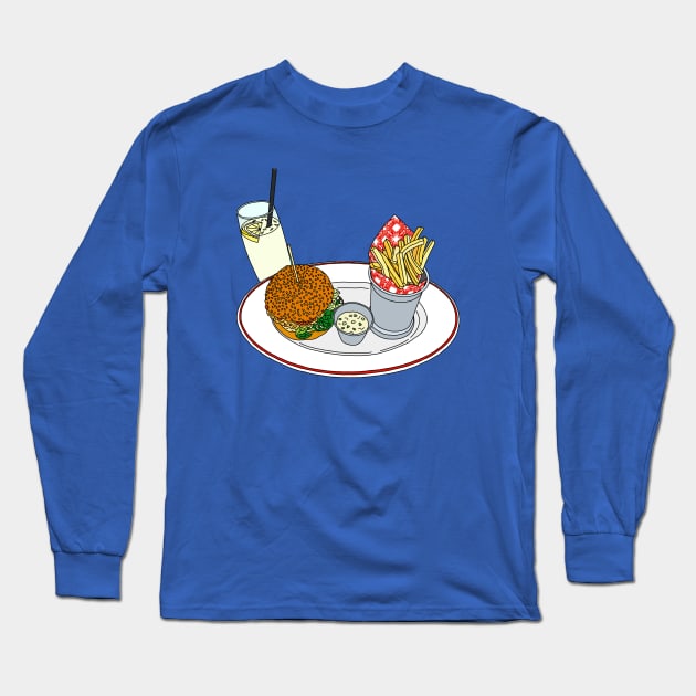 Burger, Chips and Lemonade Long Sleeve T-Shirt by lamaisondulapino